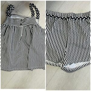 Kate Mack Girls Size 12 Top & Shorts Black and White Set Casual Everyday EUC
